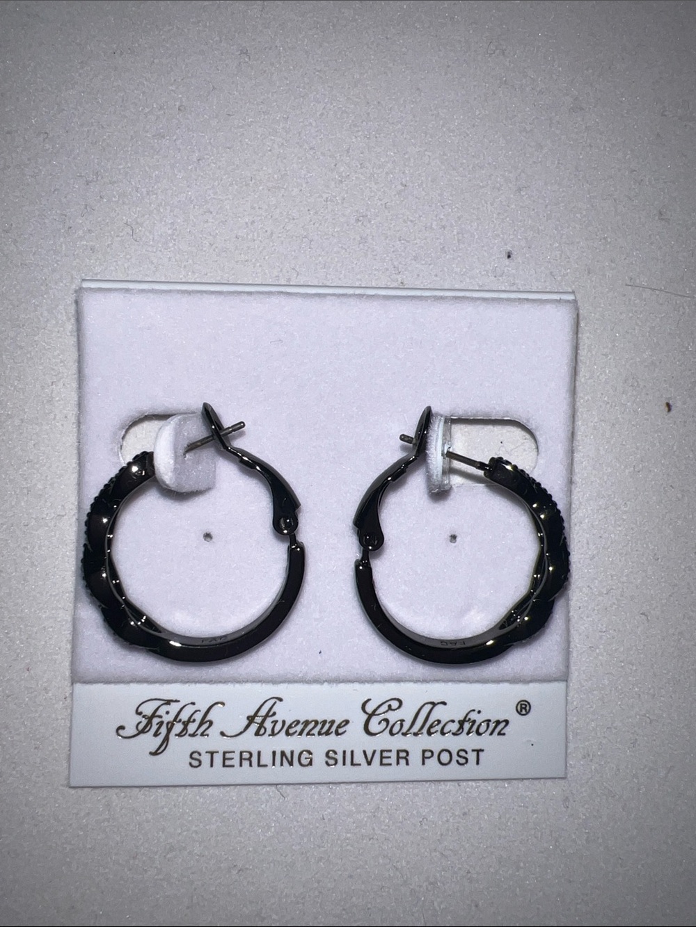 Fifth Avenue Collection Black Hoop Earrings with Sterling Silver Post